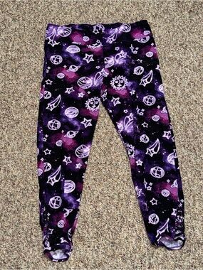 Women's plus size 3X size 21 Space Print Purple Leggings planets space galaxy